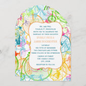 Heldere kleuren met fietsbruiloft kaart (Voorkant / Achterkant)