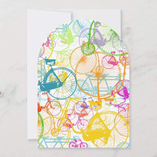 Heldere kleuren met  fietsbruiloft kaart (Achterkant)