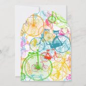 Heldere kleuren met  fietsbruiloft kaart (Achterkant)