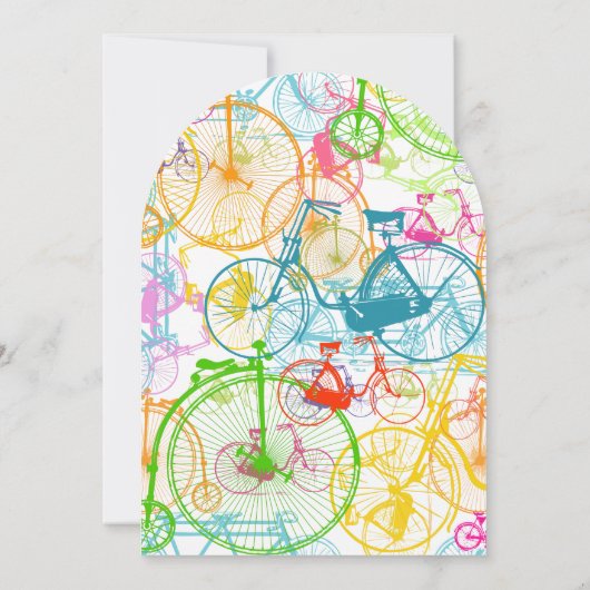 Heldere kleuren met fietsbruiloft kaart (Achterkant)