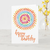 Heldere kleuren op de Aztec Style Design Birthday  Kaart (Gele Bloem)