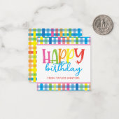 Heldere kleuren Plaid Gelukkige Verjaardag Gift En Notitiekaartje (Voorkant / Achterkant in situ)