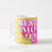 Heldere kleuren Retro Typografie Beste mama ooit Koffiemok (Voorkant links)