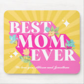 Heldere kleuren Retro Typografie Beste mama ooit Muismat (Voorkant)