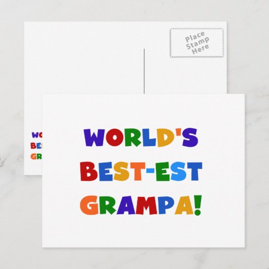 Heldere kleuren 's werelds beste Grampa Gifts Briefkaart (Voorkant / Achterkant)