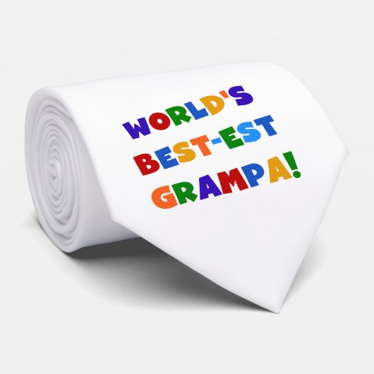 Heldere kleuren 's werelds beste Grampa Gifts Stropdas (Opgerold)