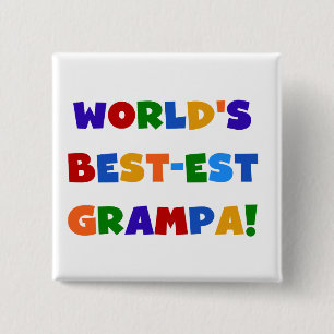 Heldere kleuren 's werelds beste Grampa Gifts Vierkante Button 5,1 Cm