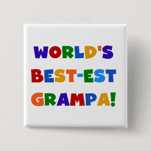 Heldere kleuren 's werelds beste Grampa Gifts Vierkante Button 5,1 Cm