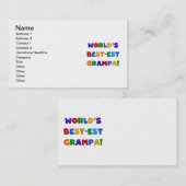 Heldere kleuren 's werelds beste Grampa Gifts Visitekaartje (Voorkant / Achterkant)