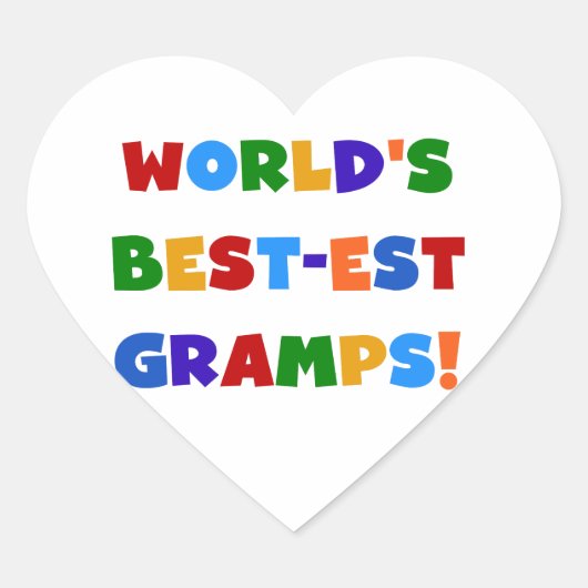 Heldere kleuren 's Werelds beste Gramps Gifts Hart Sticker (Voorkant)