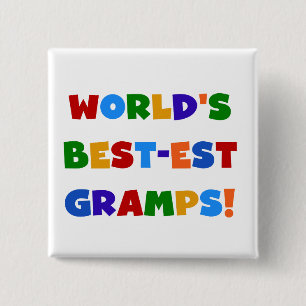 Heldere kleuren 's Werelds beste Gramps Gifts Vierkante Button 5,1 Cm