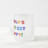 Heldere kleuren 's werelds beste papaver-cadeautje matglas koffiemok (Voorkant links)