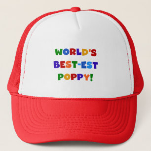 Heldere kleuren 's werelds beste papaver-cadeautje trucker pet