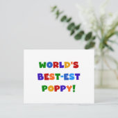 Heldere kleuren 's werelds beste Poppy Gifts Briefkaart (Staand voorkant)