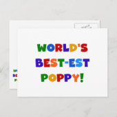 Heldere kleuren 's werelds beste Poppy Gifts Briefkaart (Voorkant / Achterkant)