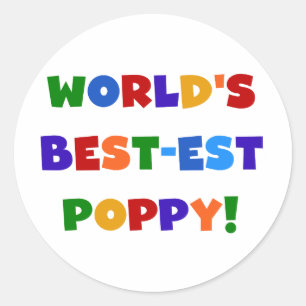 Heldere kleuren 's werelds beste Poppy Gifts Ronde Sticker