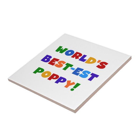 Heldere kleuren 's werelds beste Poppy Gifts Tegeltje (Zijkant)