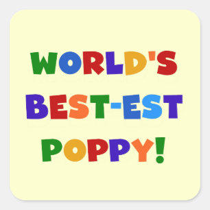 Heldere kleuren 's werelds beste Poppy Gifts Vierkante Sticker