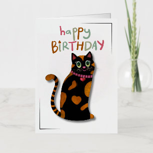Heldere kleuren Schattigee Cat Birthday Kaart