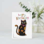 Heldere kleuren Schattigee Cat Birthday Kaart (Staand voorkant)