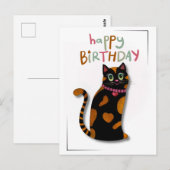 Heldere kleuren Schattigee Cat Birthday Kaart (Voorkant / Achterkant)