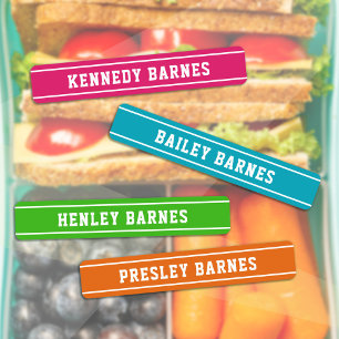 Heldere kleuren Sportieve variëteit Terug naar sch Labels