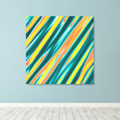 Heldere kleuren Striped Abstract acrylverf Canvas Afdruk (Insitu (Houten vloer))