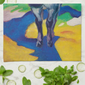 Heldere kleuren voor blauw paard II Theedoek (Gevouwen)