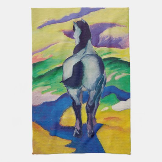 Heldere kleuren voor blauw paard II Theedoek (Verticaal)