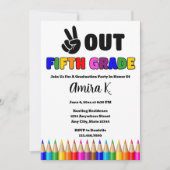 Heldere kleuren Vrede Uit 5de Graduation Party Kaart (Voorkant)