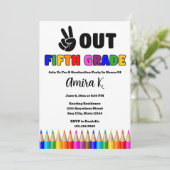 Heldere kleuren Vrede Uit 5de Graduation Party Kaart (Staand voorkant)