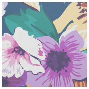 Heldere kleuren zomerbloemen collage patroon stof