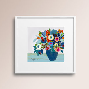 Heldere kleurenbloemen in een Vase Poster