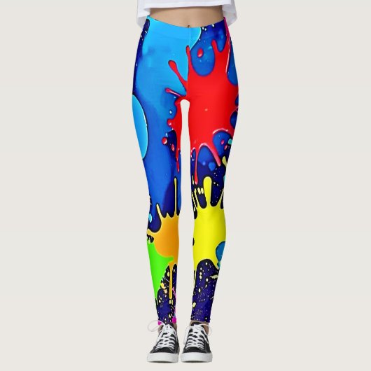 Heldere kleurenspetter leggings (Voorkant)