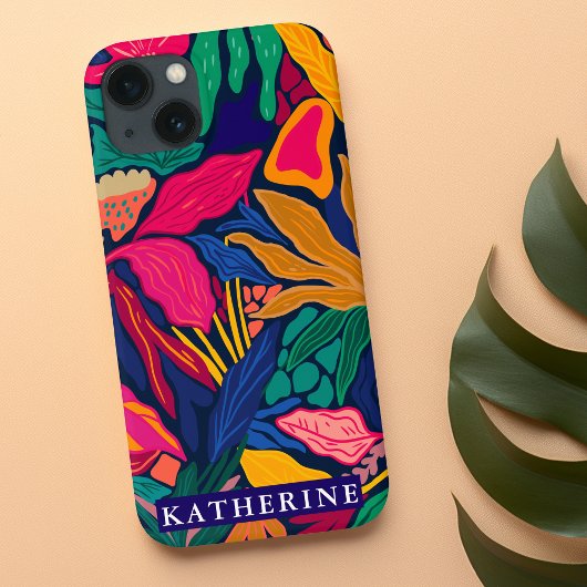 Heldere kleurrijke abstracte bloemen |Trendy girly Case-Mate iPhone Case