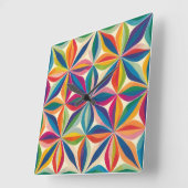 Heldere kleurrijke abstracte bloemenpatroonprint vierkante klok (Hoek)