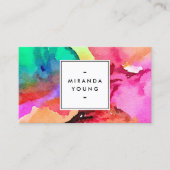 Heldere kleurrijke Abstracte Waterverf Art White Visitekaartje (Voorkant)