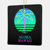 Heldere kleurrijke Artsy Blue Hawaiian Keramisch Ornament (Links)