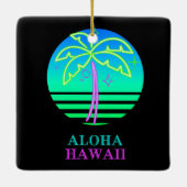 Heldere kleurrijke Artsy Blue Hawaiian Keramisch Ornament (Achterkant)