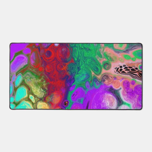 Heldere kleurrijke Blauwgroen, zwart, Paarse Fluid Bureaumat (Voorkant)