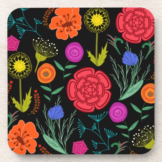 Heldere Kleurrijke Bloemen 6 Stuk Bier Onderzetter (Voorkant)