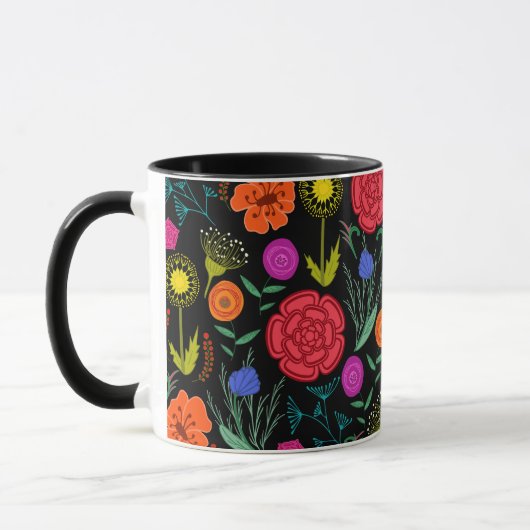 Heldere Kleurrijke Bloemen 6 Stuk Mok (Links)