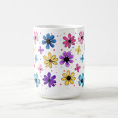 Heldere kleurrijke bloemen en vlinders koffiemok (Center)