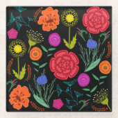 Heldere kleurrijke bloemen glazen onderzetter (Voorkant)