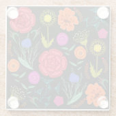 Heldere kleurrijke bloemen glazen onderzetter (Achterkant)