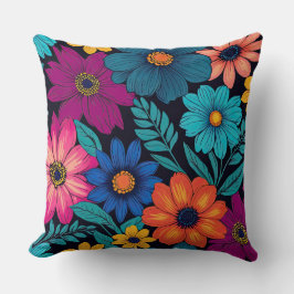 Heldere kleurrijke bloemen kussen