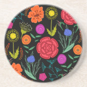 Heldere kleurrijke bloemen zandsteen onderzetter (Voorkant)