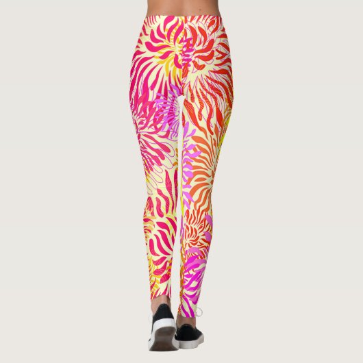 Heldere kleurrijke bloemenlente leggings (Achterkant)