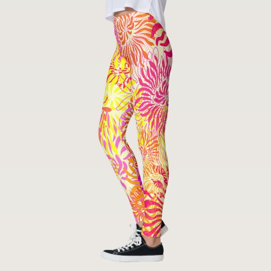 Heldere kleurrijke bloemenlente leggings (Links)
