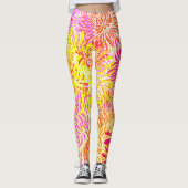 Heldere kleurrijke bloemenlente leggings (Voorkant)